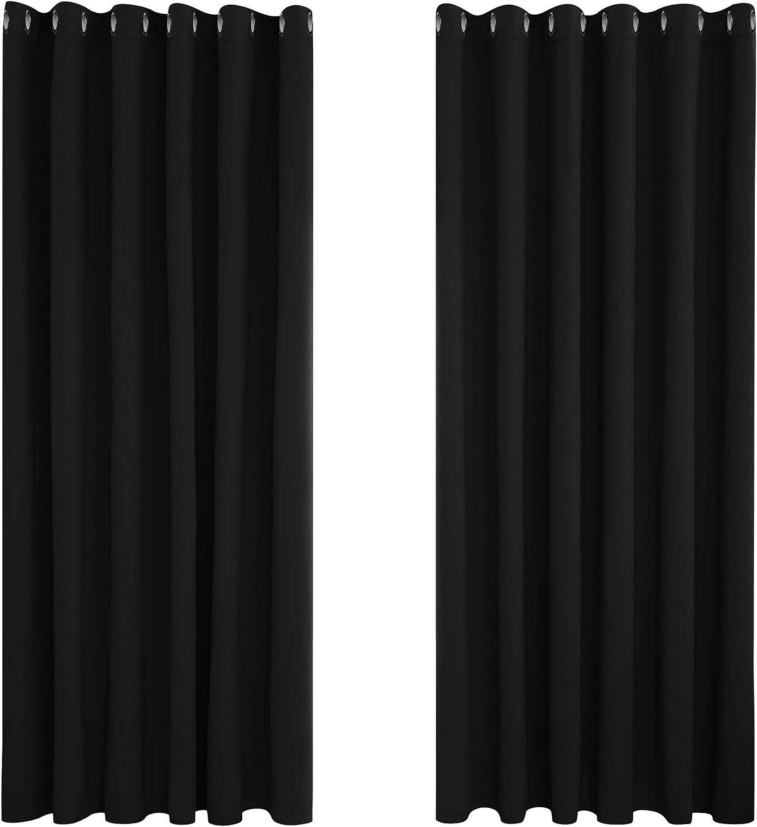 Blickdichte Vorhänge Kälteschutz 229x229 cm Schwarz 2er Set