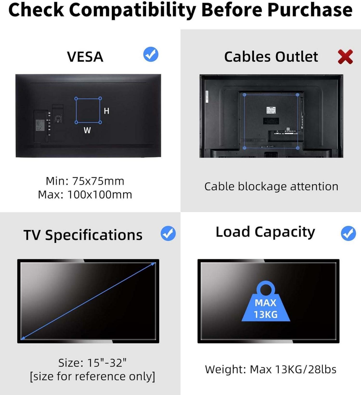 TV Wandhalterung schwenkbar neigbar drehbar für 15-32 Zoll