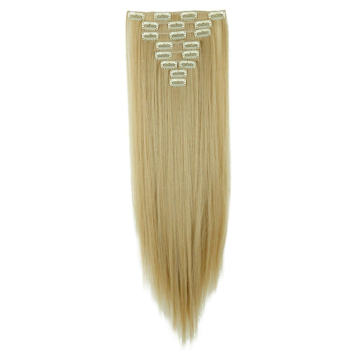 Clip In Haarverlängerung Glatt, Aschblond Mix, 58cm