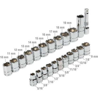WORKPRO 24-tlg. Steckschlüsselsatz Umschaltknarre Steckschlüssel Werkzeugkasten