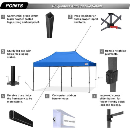 Pop-up Pavillon 3x6m Königsblau wasserdicht UV-Schutz