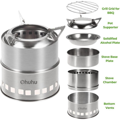 Hobo Kocher Camping Outdoor Ofen aus Edelstahl mit