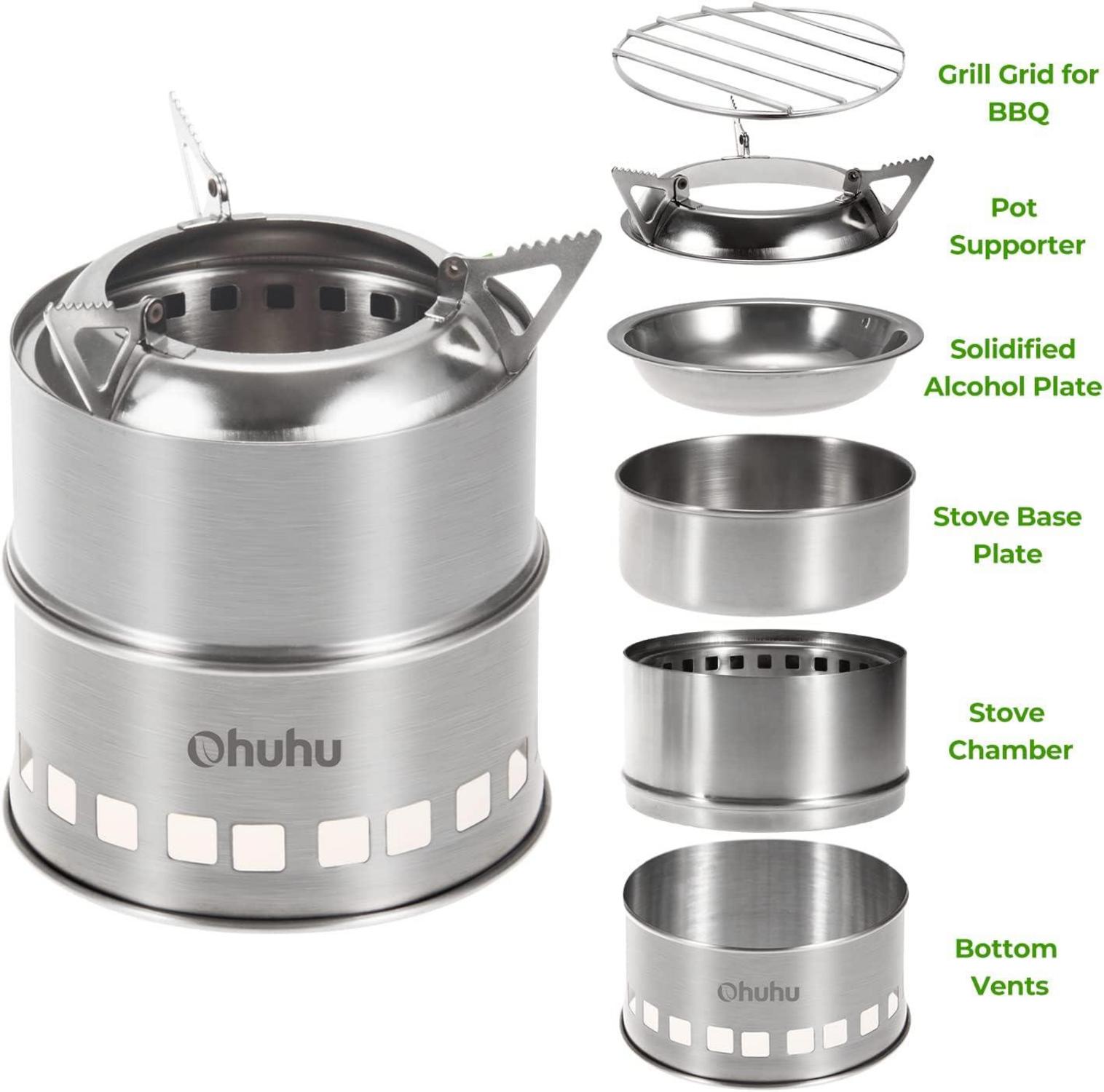 Hobo Kocher Camping Outdoor Ofen aus Edelstahl mit