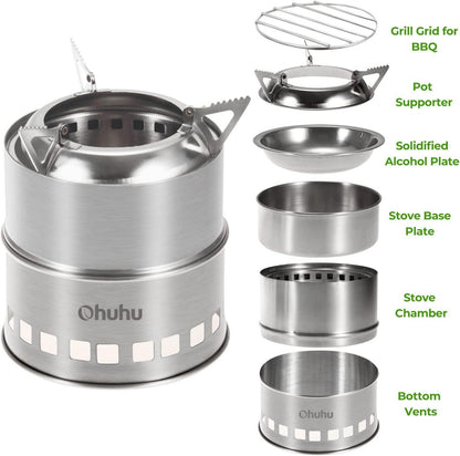 Hobo Kocher Camping Outdoor Ofen aus Edelstahl mit