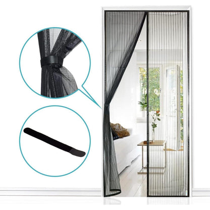 Fliegengitter Tür Magnet Insektenschutz 90x210cm Schwarz