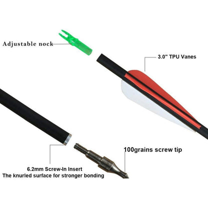 Huntingdoor 12er 30 Zoll Carbonpfeile Erwachsene Jagdpfeile