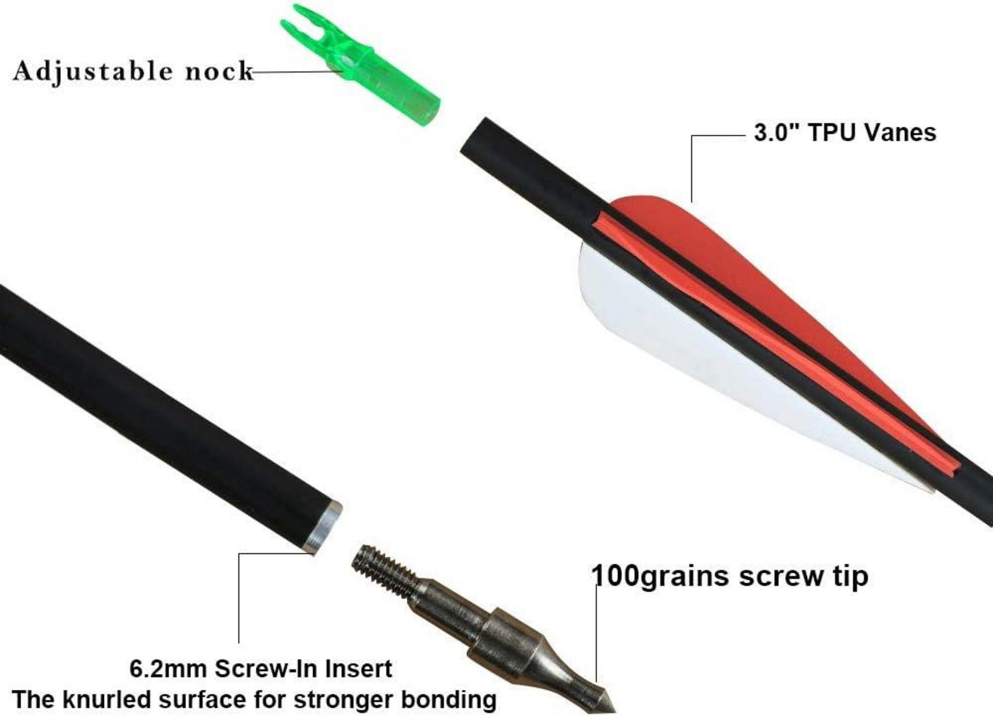 Carbonpfeile 30 Zoll Erwachsene Jagdpfeile Recurve Compoundbogen