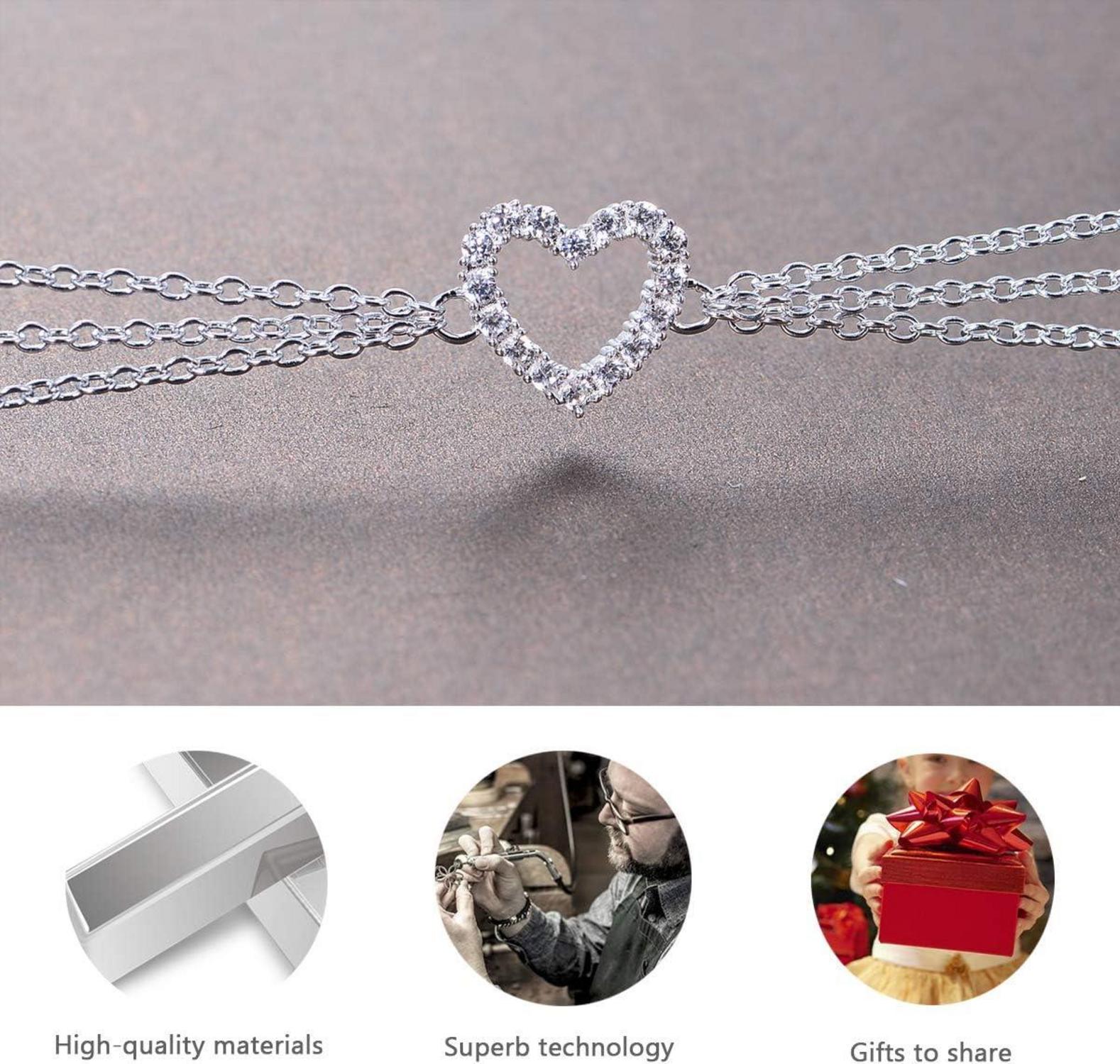GW Fußkettchen Herz Silber 925 Zirkonia Set Frauen Fußschmuck