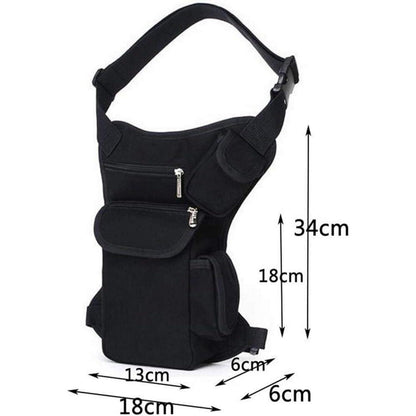 Motorrad Beintasche Canvas Reitertasche Hüfttasche Schwarz