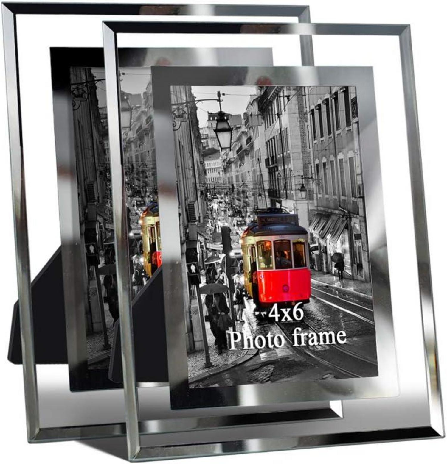 Bilderrahmen 10x15cm 2er Set Plexiglas Silber Hochzeitsdeko romantisch