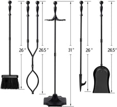 Kaminbesteck Set 5-teilig Schmiedeeisen Kamingarnitur Feuerzange