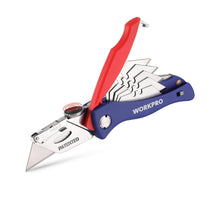 Faltbares Teppichmesser mit 5 Ersatzklingen & Gürtelclip