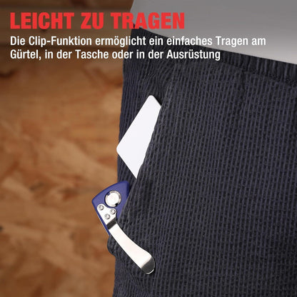 Faltbares Teppichmesser mit 5 Ersatzklingen & Gürtelclip
