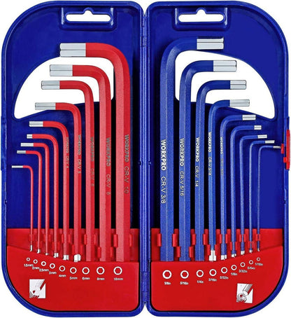 Innensechskantschlüssel Set 18 tlg. metrisch 1,5-10 mm & Zoll 1/16-3/8