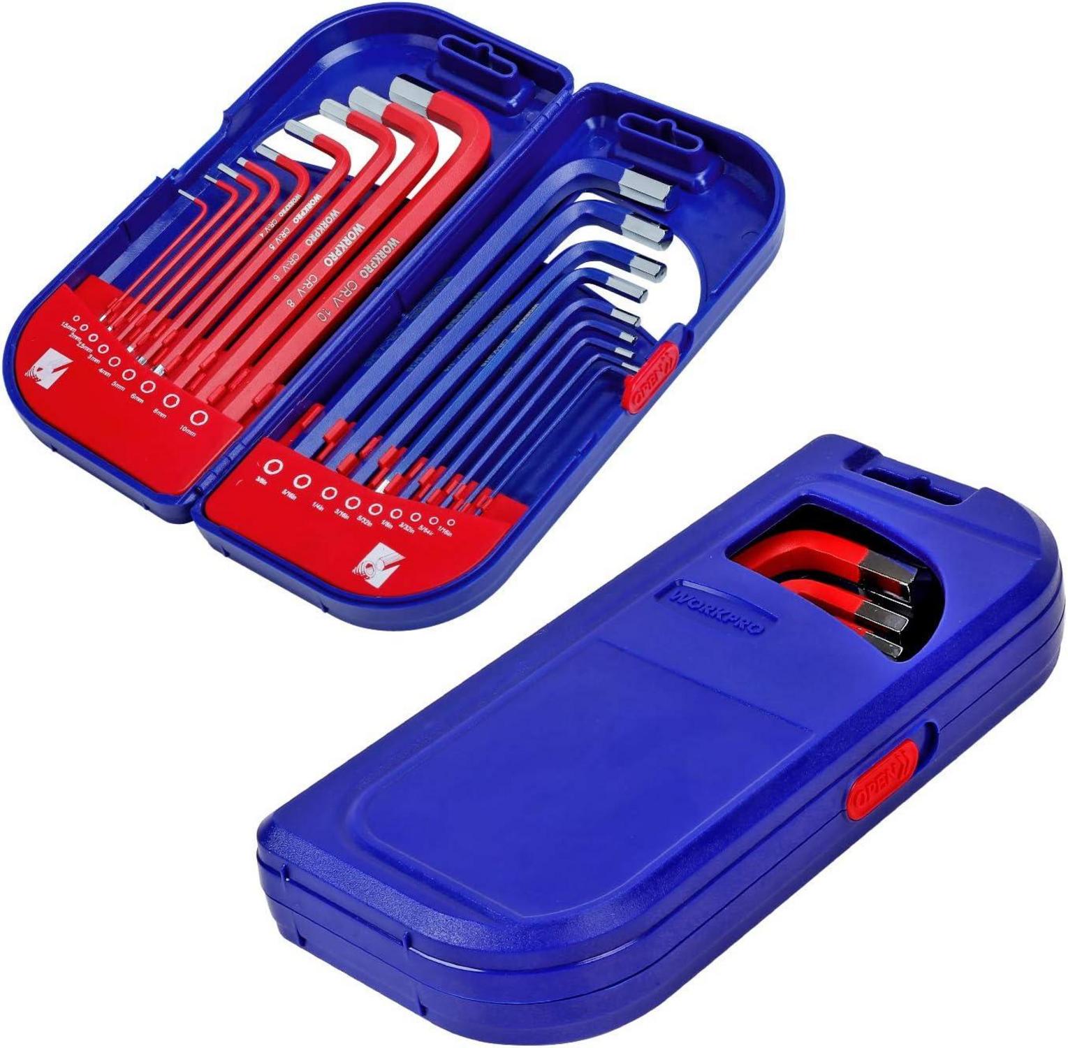 WORKPRO Innensechskantschlüssel Set 18 tlg. Metrisch & Zoll 1,5-10 mm