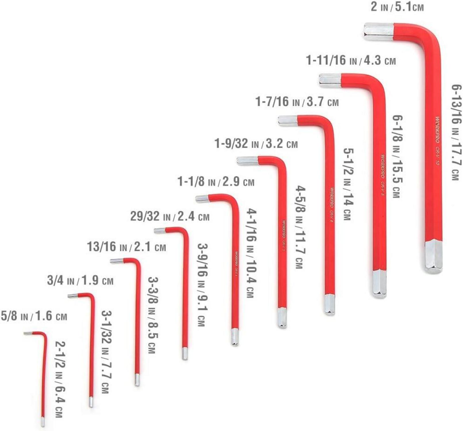 Innensechskantschlüssel Set 18 tlg. Zoll Metrisch 1,5-10 1/16-3/8