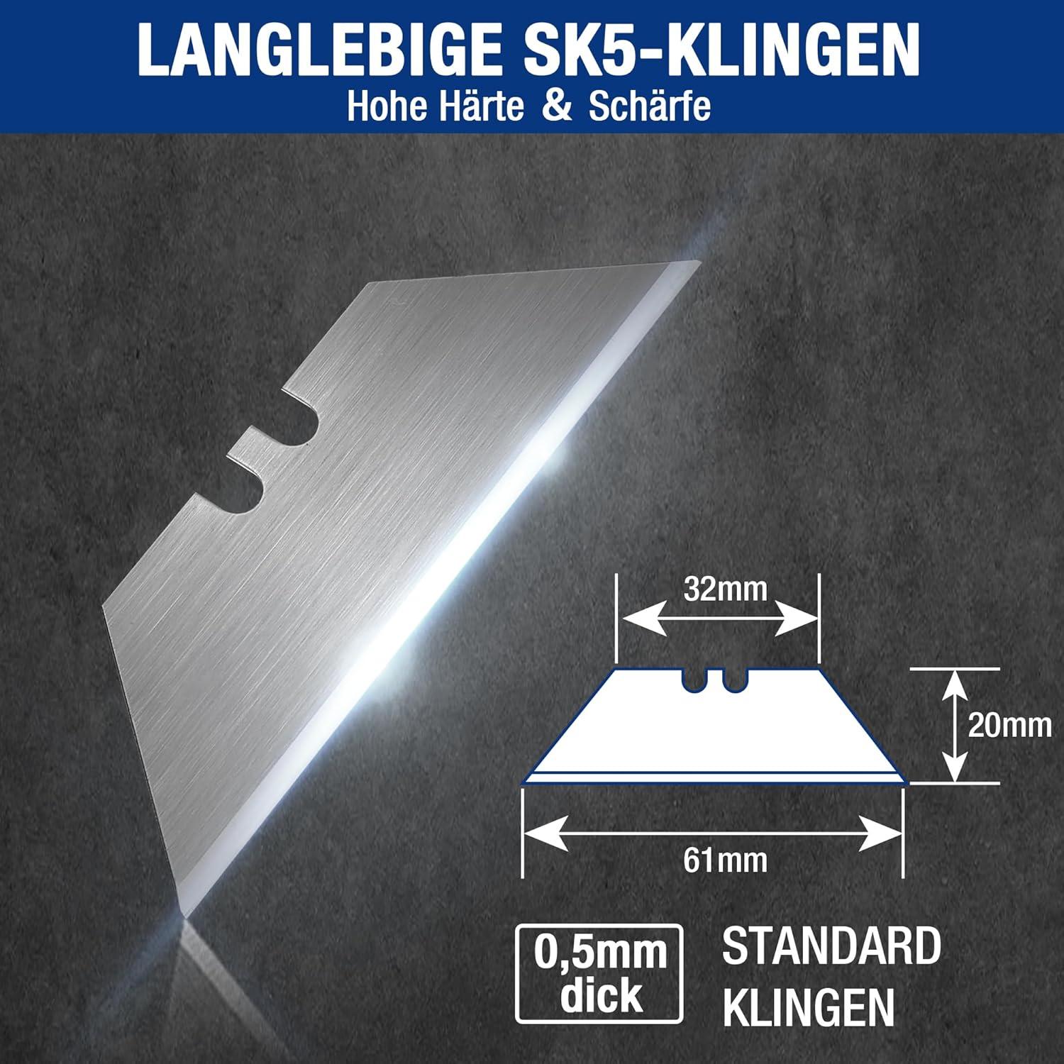 Trapezklingen Set 100-tlg. 0.6MM SK5 Edelstahl im Spender