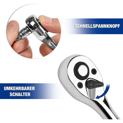 WORKPRO Steckschlüsselsatz 14tlg 4-13mm Cr-V Halter Verlängerung Umschaltknarre