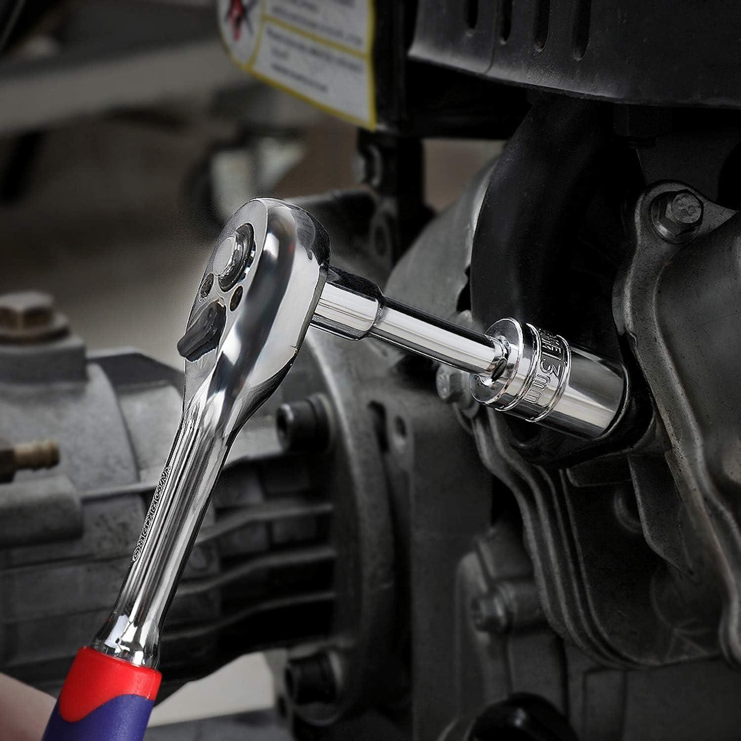 WORKPRO 14tlg Steckschlüsselsatz 4-13mm Cr-V Halter Verlängerung Umschaltknarre