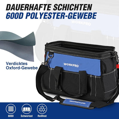WORKPRO Werkzeugtasche Elektriker 40CM Wasserdicht 600D Polyester Schwarz Blau