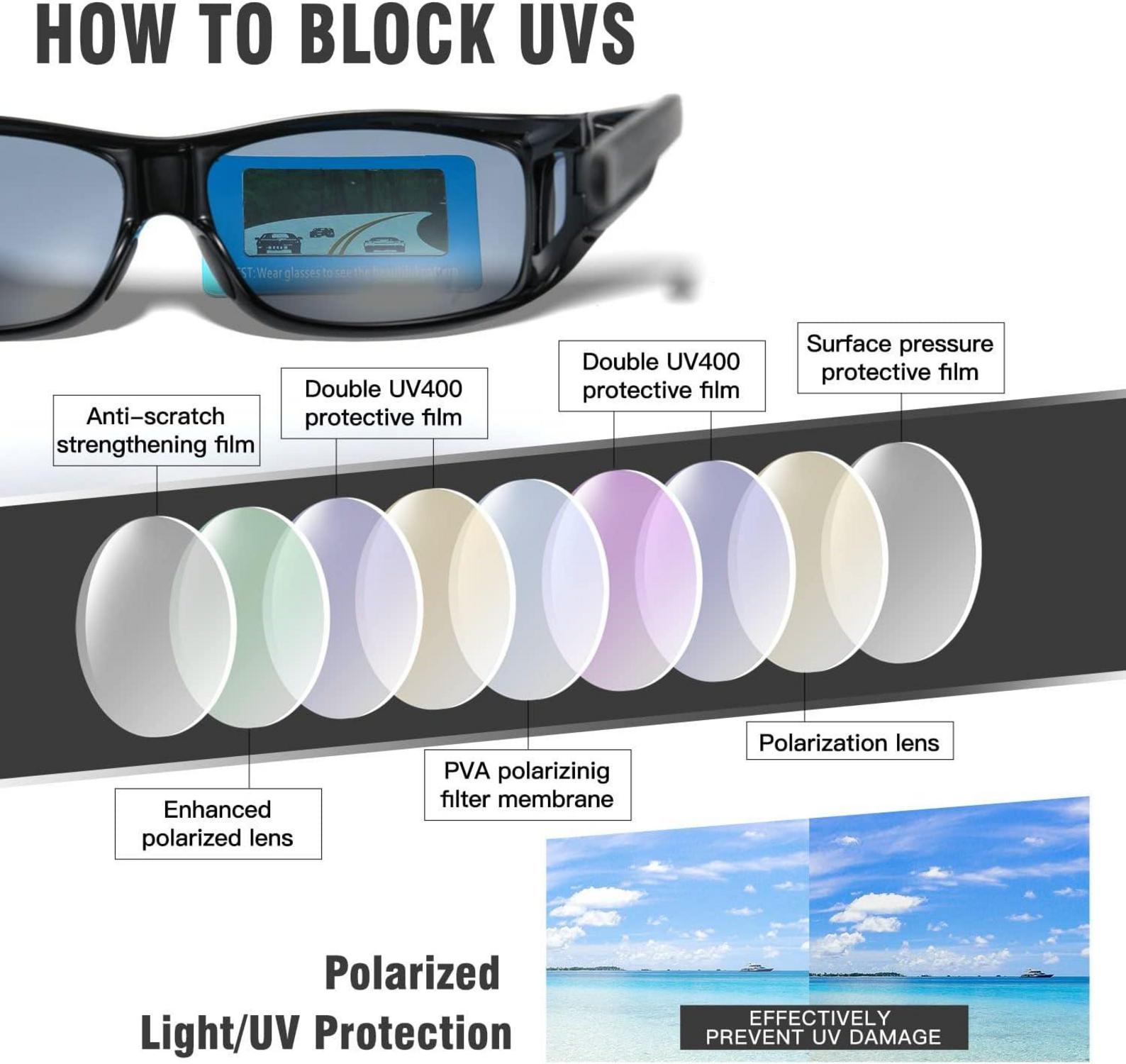 Polarisierte Sonnenbrille UV400 Schutz Wrap Around Überbrille für