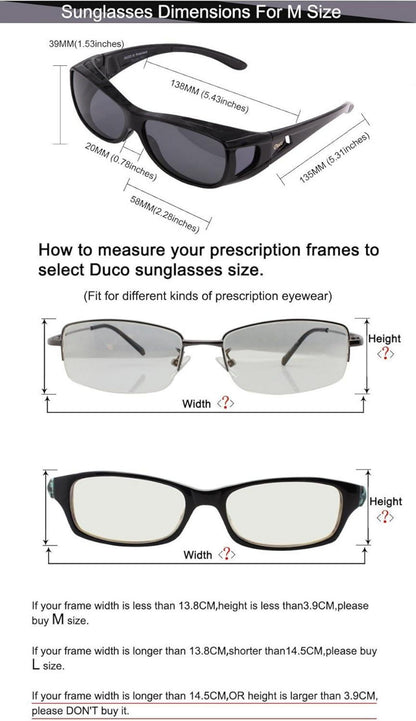 Polarisierte Überbrille UV400 Schutz Schwarz Grau