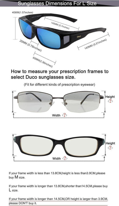 Polarisierte Sonnenbrille UV400 Schutz für Brillenträger Fit-over L-schwarz