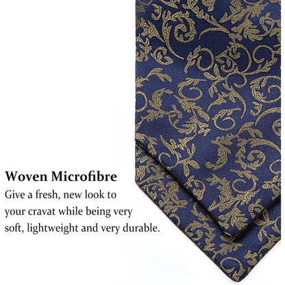 Herren Krawattenschal & Einstecktuch Set Marineblau/Braun Paisley