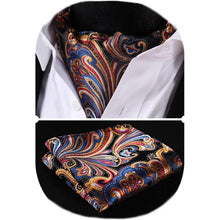 Herren Krawattenschal Paisley Set Orange/Blau