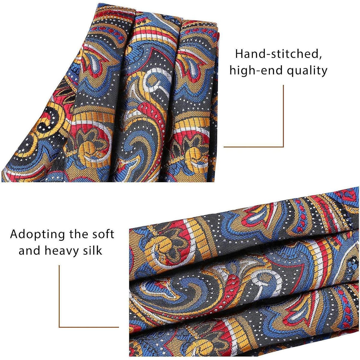 Herren Krawattenschal Paisley Set Orange/Blau
