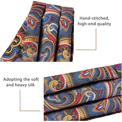 Herren Krawattenschal Paisley Set Orange/Blau