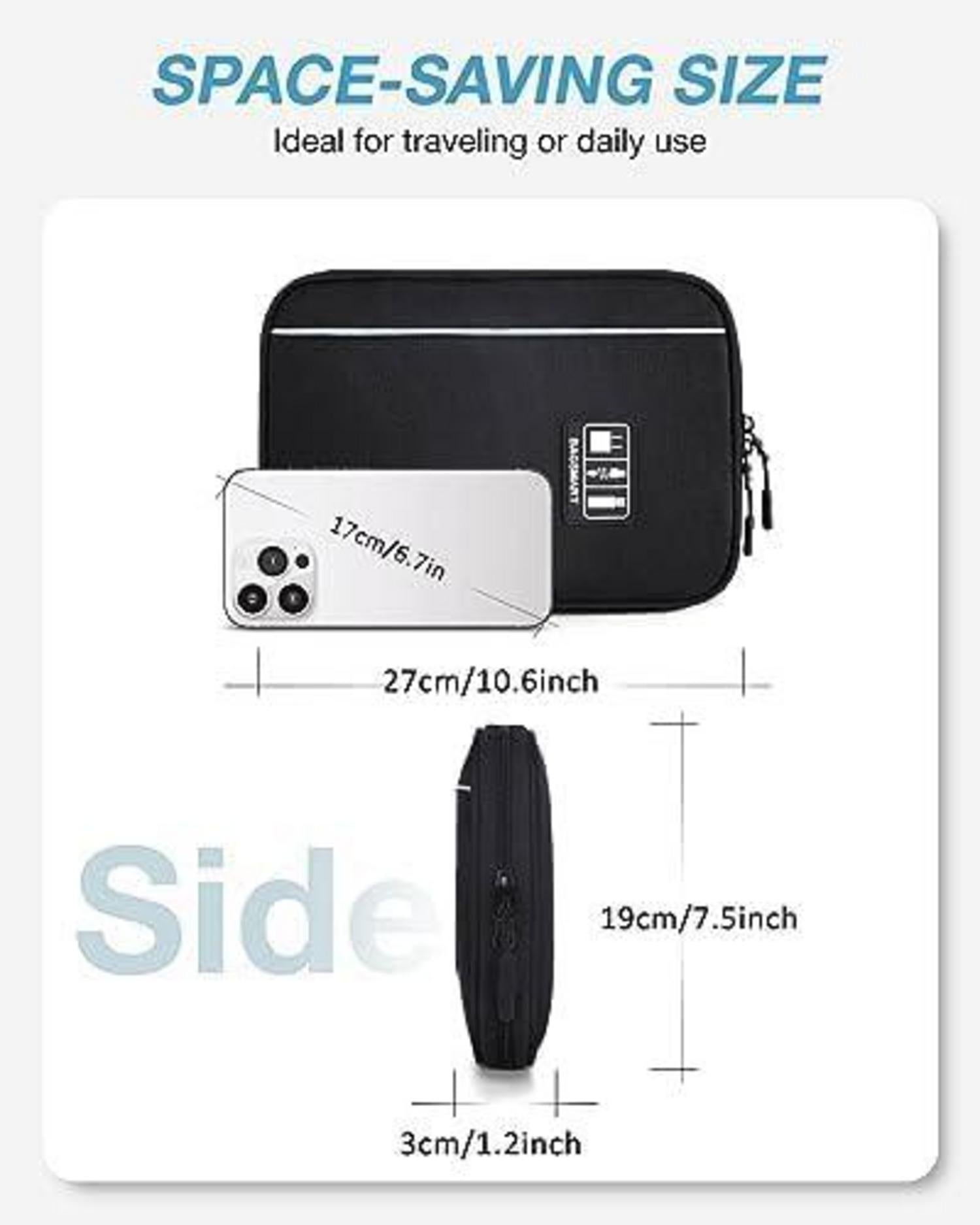Elektronik Organizer Tasche für Reise und Alltag in Schwarz