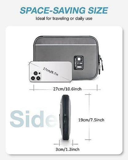 Elektronische Tasche für Reise, Handy, Ladekabel, Powerbank - Grau
