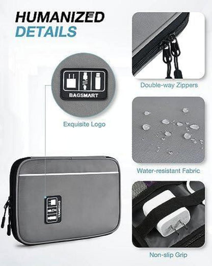 Bagsmart Elektronische Tasche Organizer für Handy, Powerbank, USB Sticks, SD Karten, Grau
