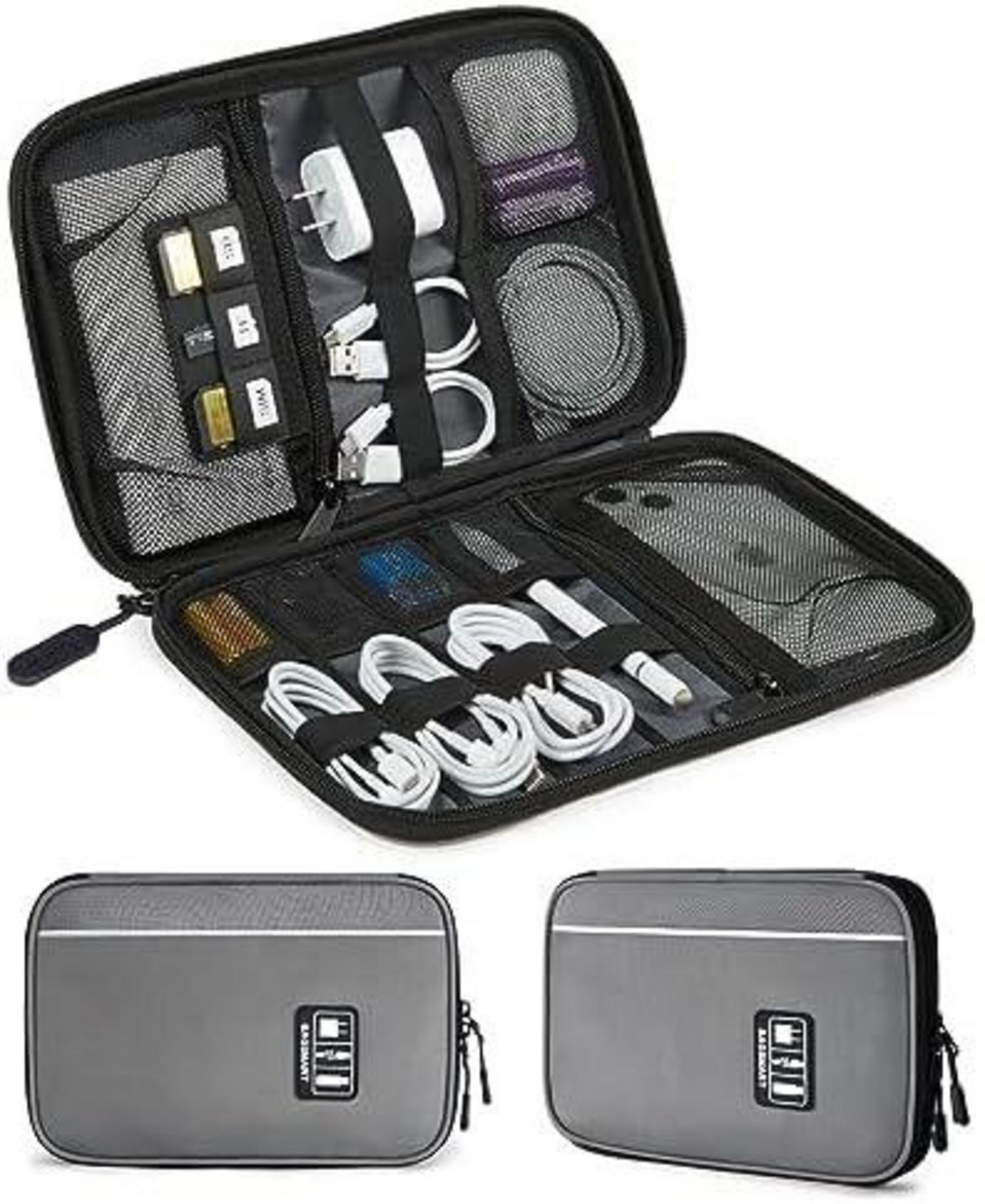Elektronik Tasche Organizer Aufbewahrung Powerbank Kabel SD Grau