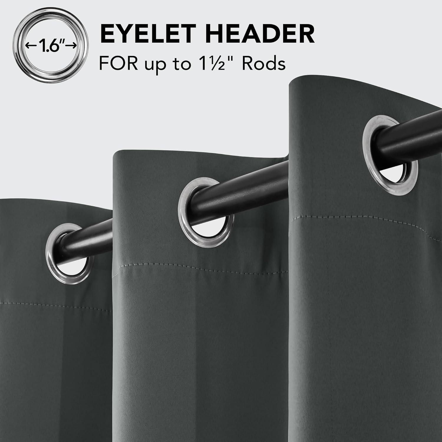 Deconovo Blickdichte Vorhänge 175x140cm 2er Set Dunkelgrau