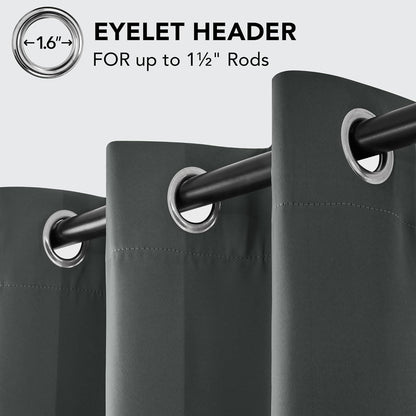 Deconovo Blickdichte Vorhänge 175x140cm 2er Set Dunkelgrau