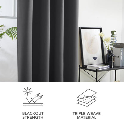 Deconovo Verdunkelungsvorhang Blickdicht 175x140 cm Dunkelgrau 2er Set