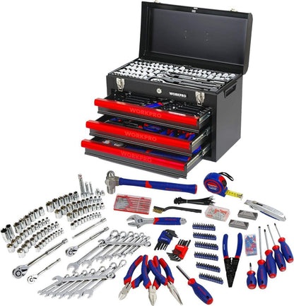 Werkzeugkoffer 408tlg. mit 3 Schubladen, Heavy Duty Werkzeugschrank