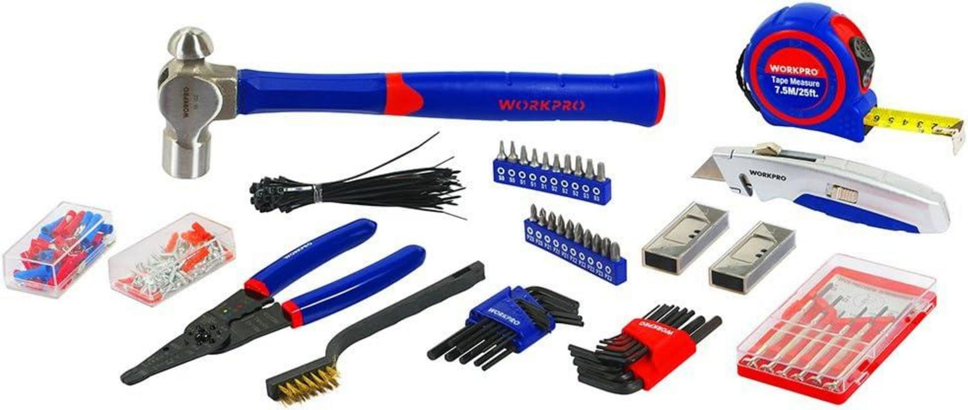 WORKPRO Werkzeugkoffer 408tlg. mit 3 Metall Schubladen Heavy Duty Werkzeugset