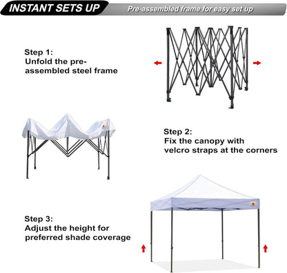ABCCANOPY Pop-up Pavillon Gartenzelt mit 3