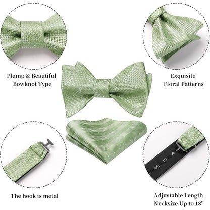 Herren Check Fliege Taschentuch Jacquard Hochzeit Set Blau