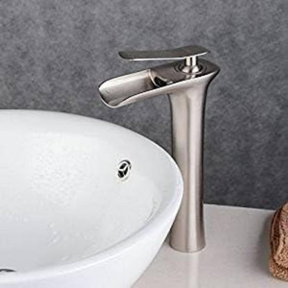 Wasserfall-Waschtischarmatur gebürstet Nickel