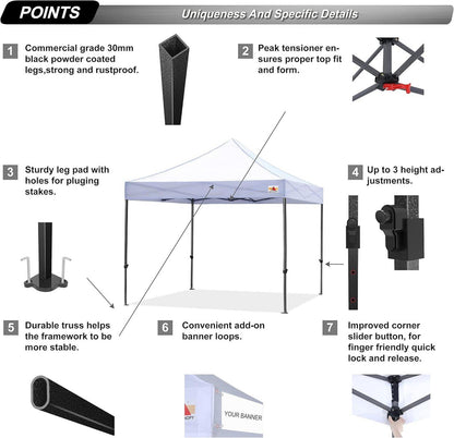 Pop-up Pavillon Gartenzelt Festzelt 3x3m Wasserdicht UV-Schutz