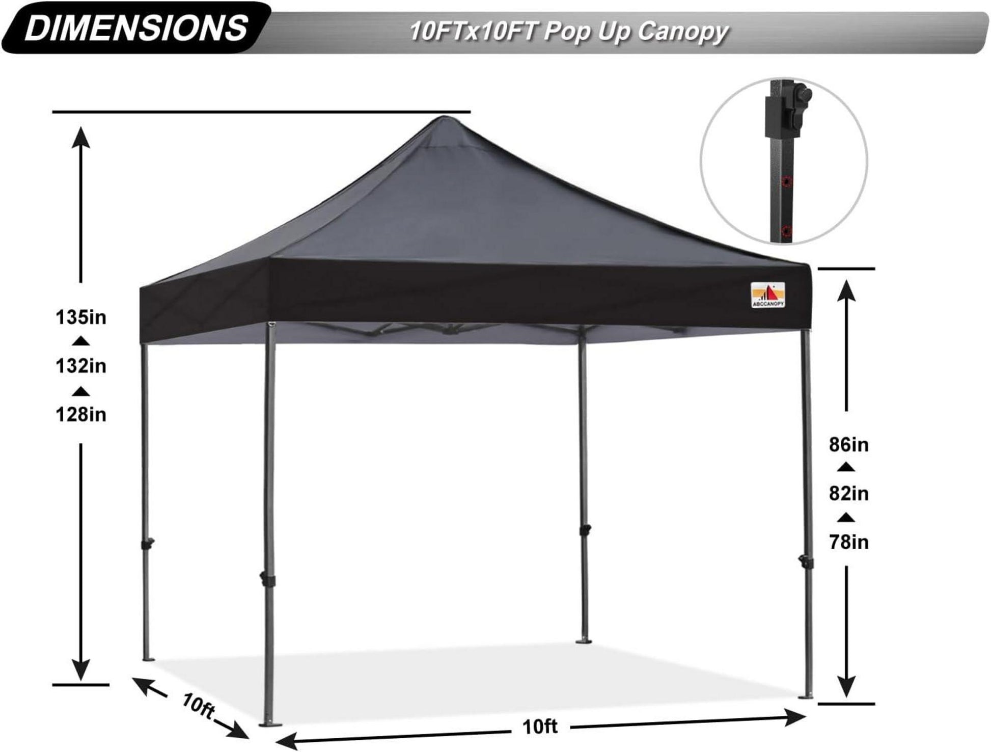 ABCCANOPY Pavillon Pop-up Gartenzelt Festzelt 3x3m wasserdicht UV-Schutz