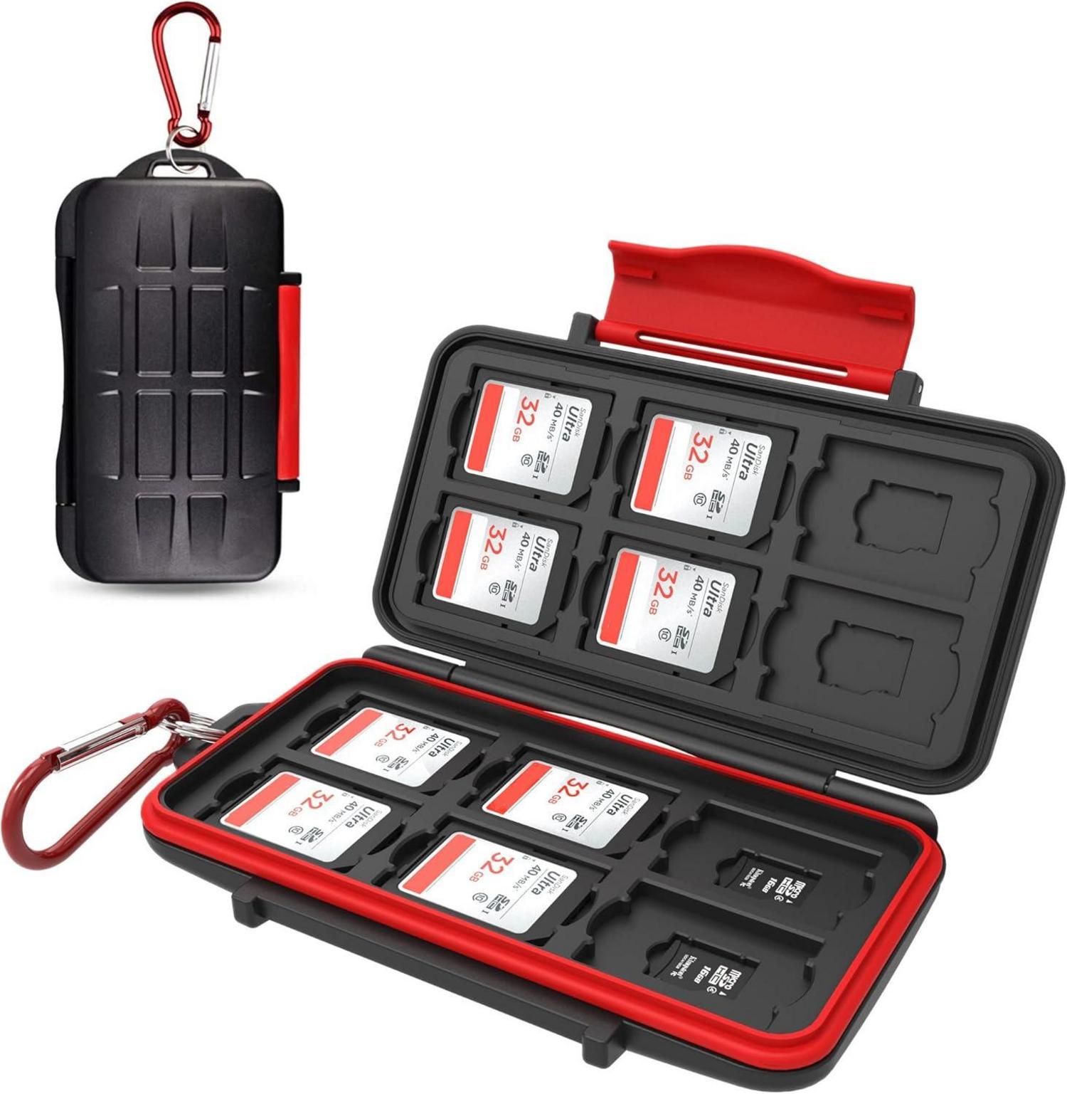 SD Karten Aufbewahrung Tasche für 12 SD + 12 Micro SD, Wasserdichtes