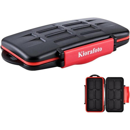 Kiorafoto 12 Slots SD Karten Aufbewahrungsbox wasserfest Anti-Schock SDHC SDXC