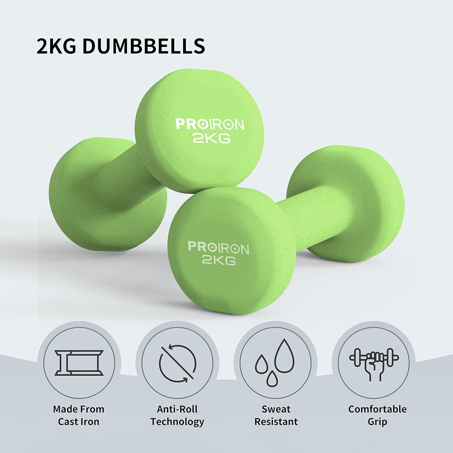 PROIRON Neopren Kurzhanteln 2kg Set für Frauen Gymnastik