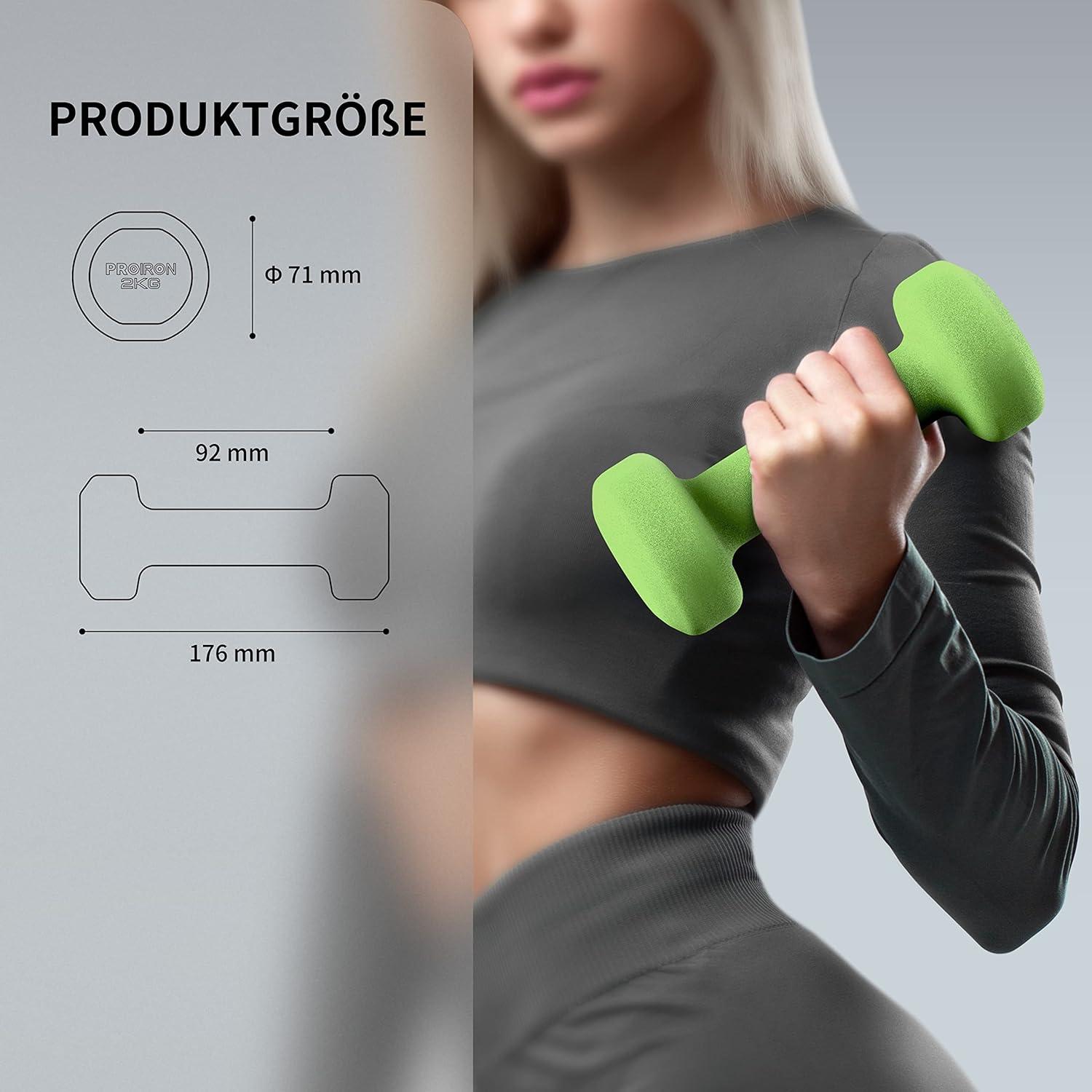 Neopren Kurzhantelset 2er-Set 2KG Damen Gymnastik Yoga Pilates Kinder