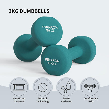 PROIRON Neopren Kurzhanteln Set 2X3KG für Frauen Gymnastik